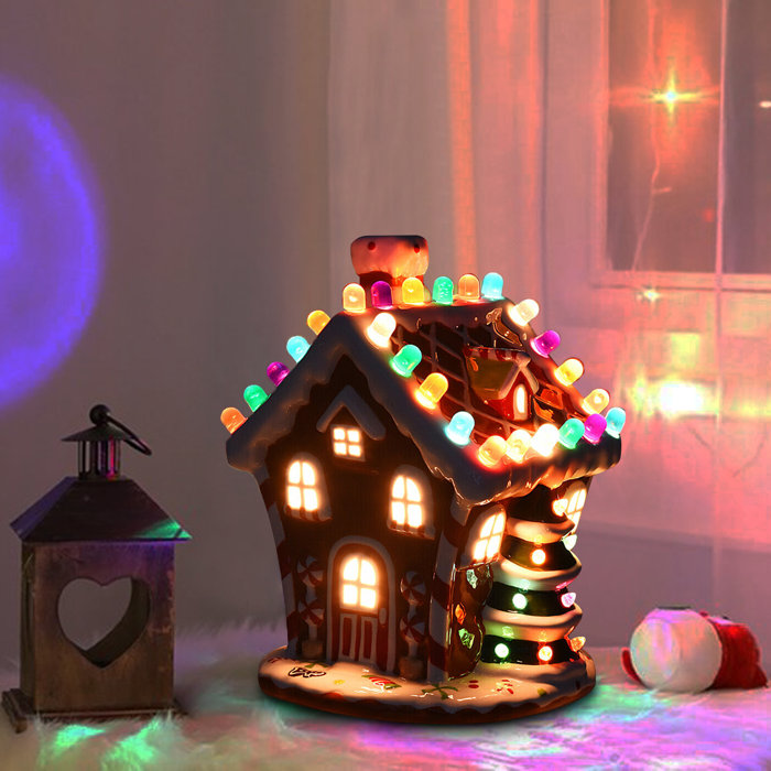 The Holiday Aisle® HandPainted Ceramic Christmas House with 44 Multicolor Lights